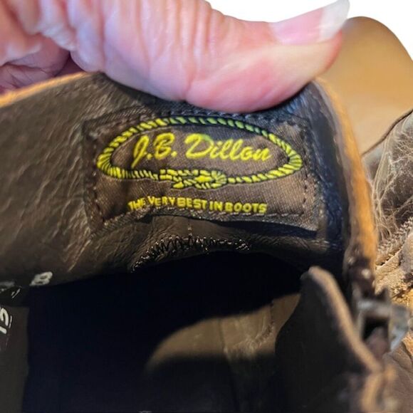 J.B. Dillon Women's Leather Brown Short Heeled Textured Strap Boots Size 6.5 - Picture 8 of 11